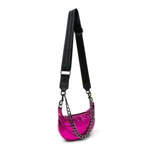 THINK ROYLN TINY DANCER CRACKLED FUCHSIA Crossbody with Chain Shoulder Strap